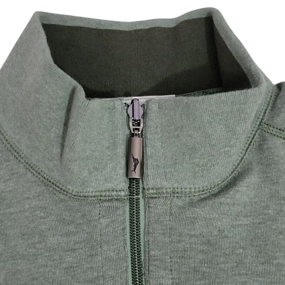Tommy Bahama Flip Coast 1/2 Zip Sweatshirt Men Medium‎ Pullover Reversible Green